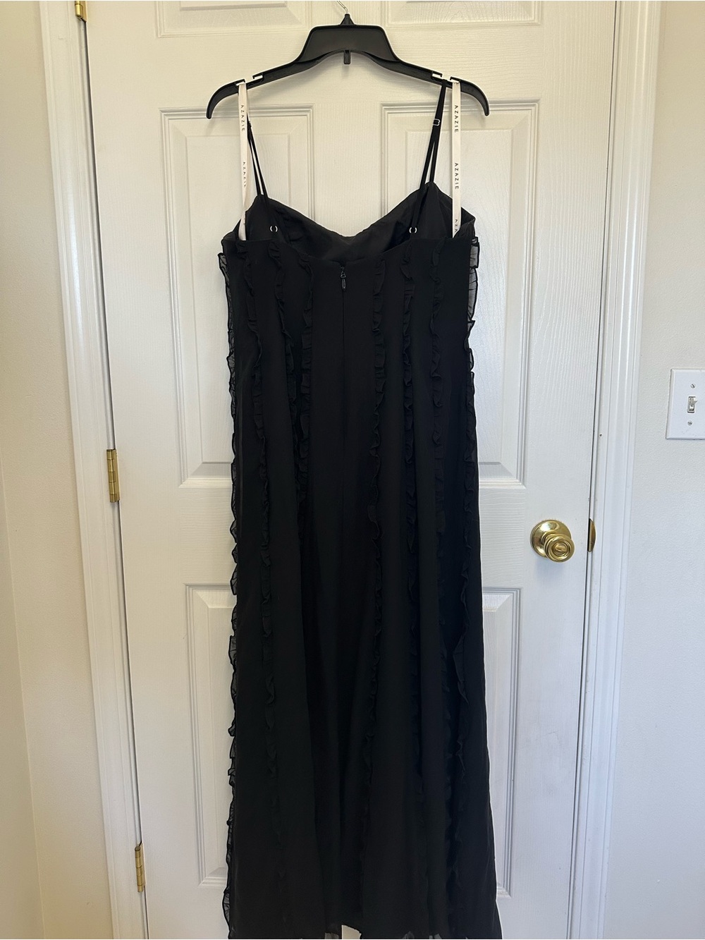 Azazie Black Ruffled Slip Dress - Picture 6 of 7